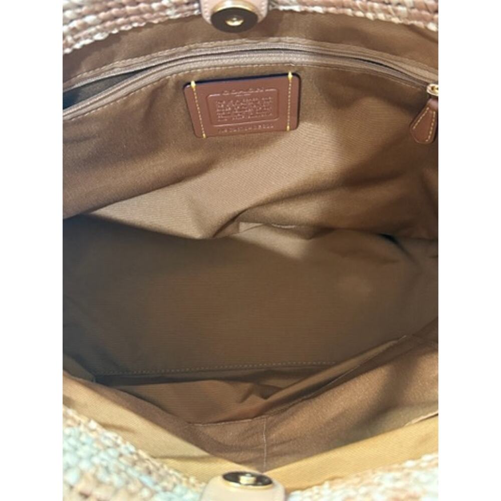 Coach Straw City Tote Bag With Gingham Print*New with tags - Picture 5 of 6